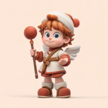 This charming animated character of a young boy brings joy with its playful outfit and expressive features, perfect for children's projects and creative storytelling.の素材