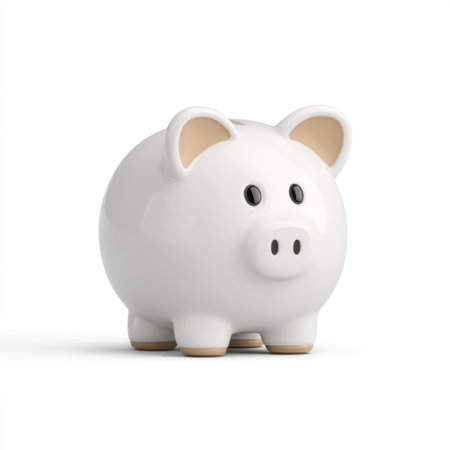 This adorable ceramic piggy bank symbolizes savings and financial education. Ideal for promoting budgeting and investment concepts in personal finance.の素材