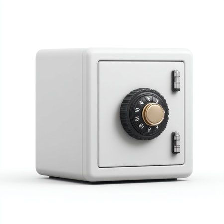 A secure and durable white safety box featuring a combination lock, perfect for protecting valuables in both personal and business settings with a sleek design.の素材
