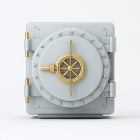 This stylish gray safe features a golden lock and dial, perfect for keeping valuables secure in any home or office setting. Ideal for protecting treasured items.の素材