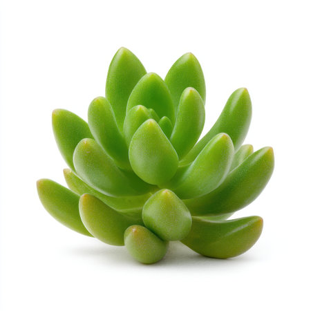 A vibrant green succulent plant with smooth, rounded leaves, perfect for enhancing home decor or garden arrangements. This captivating plant adds a touch of nature.の素材