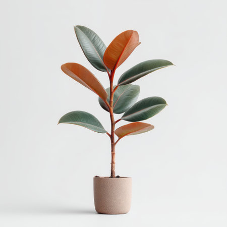 A stunning indoor plant with striking green and reddish brown leaves enhances home decor. Perfect for creating a modern, tranquil atmosphere in any space.の素材