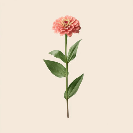 This image showcases a delicate pink flower with green leaves against a soft light background, perfect for creative projects, floral designs, or soothing decor.の素材