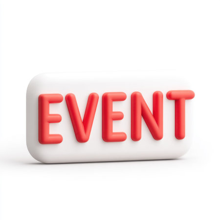 This image features a 3D rendered button in white with bold red text spelling 'EVENT'. It represents concepts related to promotions, invitations, and gatherings in a vibrant and appealing style.の素材