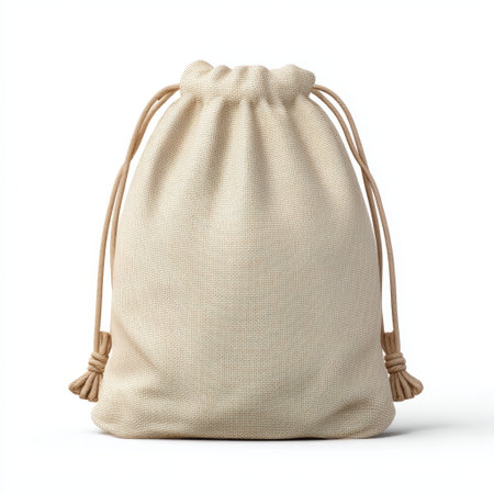 This soft beige drawstring bag offers a simple yet elegant solution for storage, organization, or gift wrapping, perfect for various uses and events.の素材