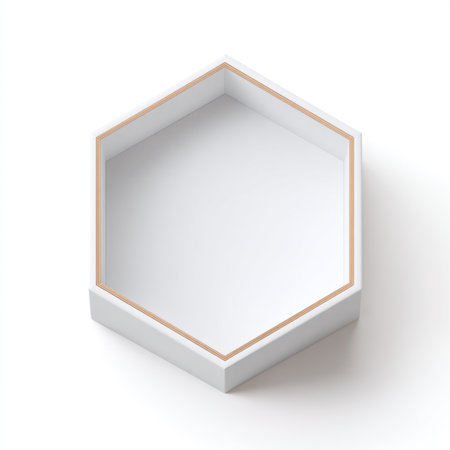 This stylish hexagonal box features a glossy white surface and wooden accents, ideal for display or organizing items in a modern home decor setting.の素材