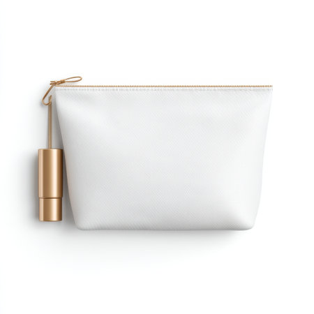 This elegant white cosmetic pouch features a chic gold zipper, perfect for storing beauty products, travel essentials, or daily accessories in a stylish way.の素材