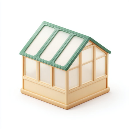 This image features a small, colorful greenhouse model designed for gardening enthusiasts. Ideal for design concepts and decoration inspirations.の素材