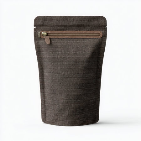 A sleek brown fabric pouch featuring a convenient zipper closure, ideal for various storage and organization needs in both home and office environments.の素材
