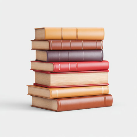 A visually appealing stack of colorful hardcover books in various shades on a light background, ideal for representing education, learning, and literary exploration.の素材