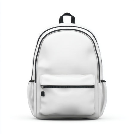 A sleek white backpack designed for style and functionality. Ideal for daily travel, school, or leisure, it combines modern aesthetics with practical features.の素材