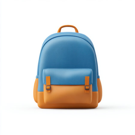 A vibrant backpack in blue and orange with unique textures, perfect for school or travel. Stylish, functional, and designed for comfort and practicality on the go.の素材