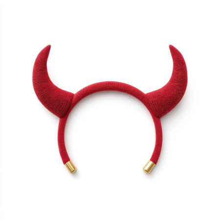 Bright red devil horns headband, perfect for Halloween, costume parties, and festive occasions. Add a playful touch to any outfit with this fun accessory.の素材