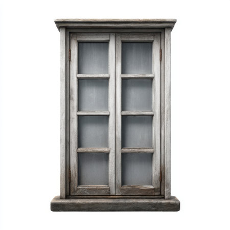 A charming vintage wooden window frame showcasing rustic textures and aged features, ideal for enhancing home decor, photography, or design projects.の素材
