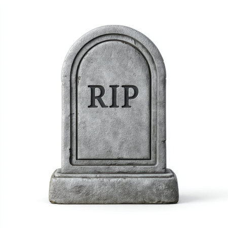 This image features a simple stone grave marker inscribed with RIP, perfect for evocative themes of remembrance, loss, and reflection in various creative projects.の素材