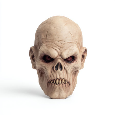 This realistic human skull mask features intricate details and expressive features, making it perfect for Halloween, theatrical performances, or artistic displays.の素材