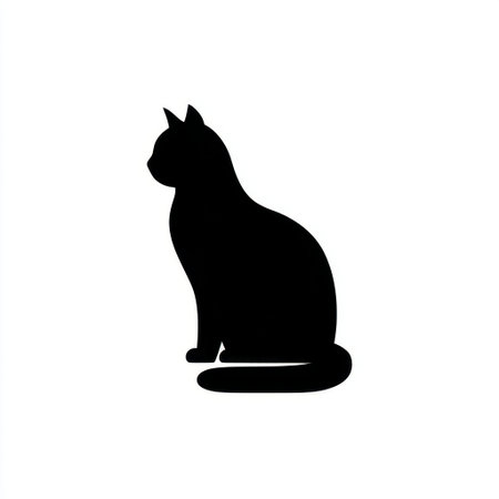 This elegant silhouette of a sitting domestic cat captures the essence of feline beauty in a minimalist style. Perfect for pet-related themes, designs, or artwork.の素材