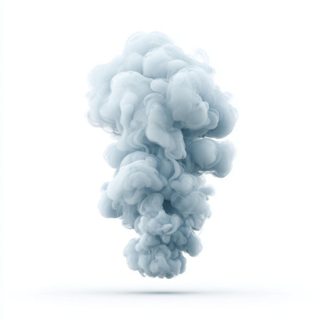 A gentle blue smoke cloud elegantly rises, creating a serene and tranquil atmosphere. This image serves as a perfect backdrop for artistic projects or designs.の素材