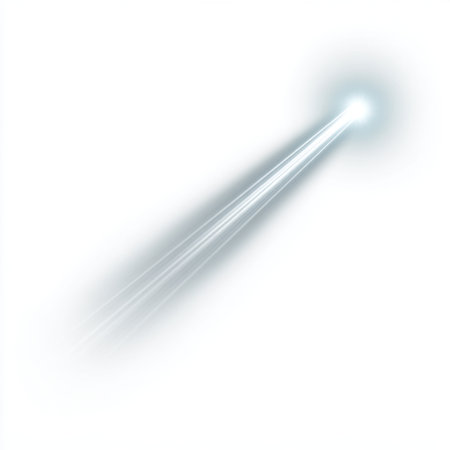 A striking image featuring a bright light beam emerging from a central source against a soft white background, perfect for creative and abstract projects.の素材
