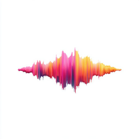 This striking illustration of a sound wave in vibrant colors invokes a sense of energy and movement, perfect for artistic projects related to music and audio technology.の素材
