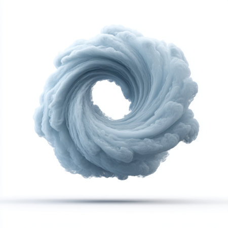 A captivating abstract representation of a blue cloud in a spiral form, showcasing fluid motion and a minimalistic aesthetic suitable for creative projects.の素材