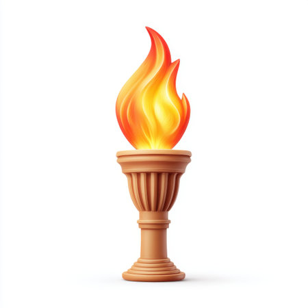 This image features a beautifully designed torch with a vibrant flame, symbolizing knowledge and inspiration. It embodies elegance and warmth in a minimalistic style.の素材