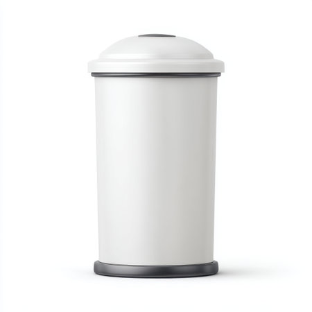 A sleek, modern trash can with a lid, perfect for maintaining cleanliness in offices or homes. Ideal for organized waste disposal in stylish surroundings.の素材