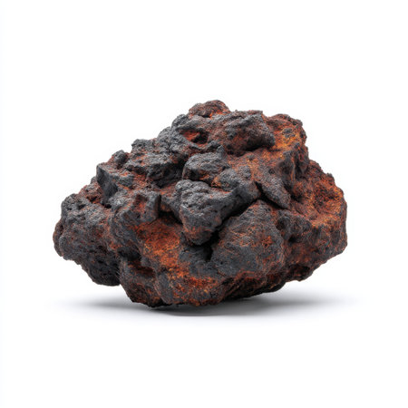 This image captures a rugged volcanic rock, highlighting its unique texture and dark hues. Ideal for educational materials or geological studies showcasing natural formations.の素材