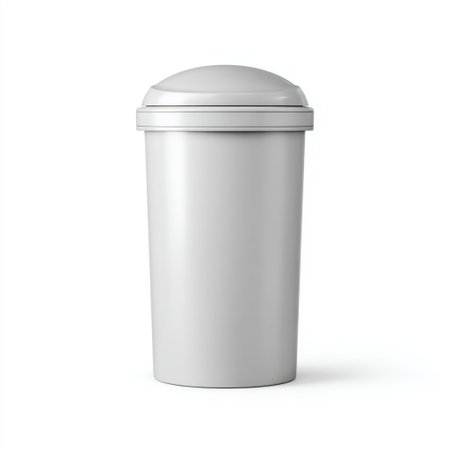 A simple grey waste bin designed for both recycling and trash collection. Its minimalist style complements various interior settings and promotes cleanliness.の素材