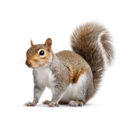 This charming squirrel captures attention with its fluffy tail and inquisitive expression, highlighting the captivating aspects of wildlife and nature's diversity.の素材