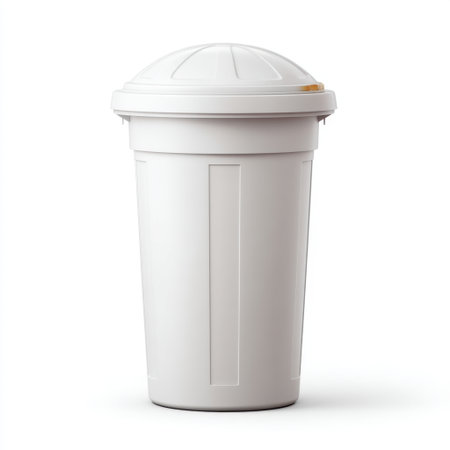 A clean and modern white trash bin suitable for various settings, including homes and offices. This container helps maintain hygiene and support waste management practices effectively.の素材