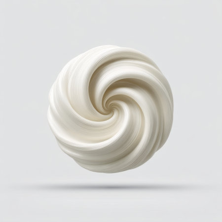 A minimalist and abstract representation of a smooth white swirl, ideal for various design projects, enhancing food presentation or artistic concepts.の素材