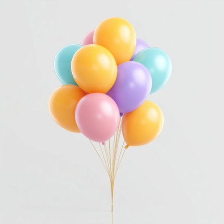 A stunning collection of colorful balloons in soft shades, perfect for any celebration or festive occasion. Bring joy and cheer to your events with this delightful image.の素材
