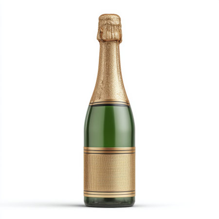 A stunning bottle of champagne with a luxurious gold foil wrap, perfect for adding glamour to any celebration or special occasion. Elevate your festivities with style.の素材