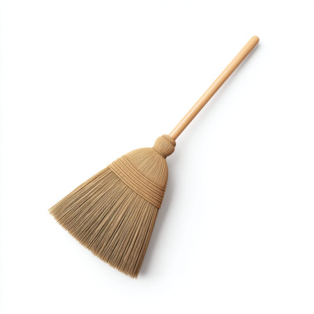 A natural wooden broom featuring soft bristles, perfect for efficient cleaning. Its minimalist design suits any space, making it a sustainable choice for everyday tasks.の素材