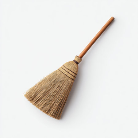A simple and elegant straw broom with a wooden handle, perfect for cleaning tasks and adding a touch of rustic charm to any living space. Ideal for home improvement projects.の素材