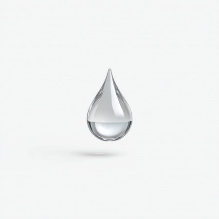 A clear water droplet beautifully suspended in mid-air, showcasing its smooth surface and reflective properties. Ideal for themes related to nature, purity, and minimalism.の素材