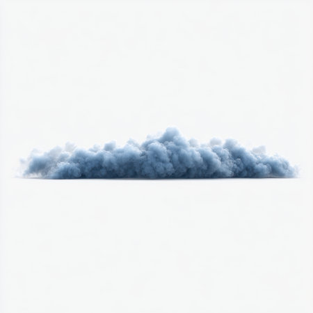 A soft blue smoke cloud gently drifts against a stark white background, creating an ethereal and minimalist visual ideal for artistic and creative projects.の素材