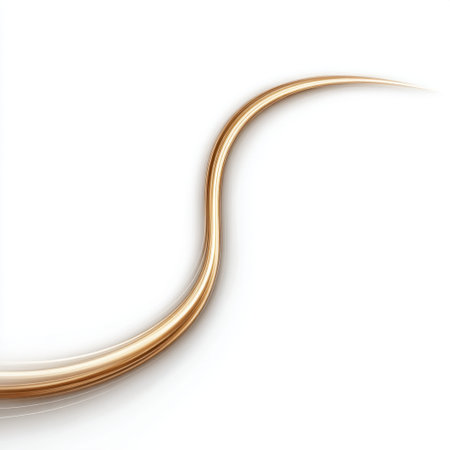 This stunning abstract artwork features a flowing line in soft gold tones against a clean white background, embodying themes of movement and gracefulness, perfect for modern design.の素材