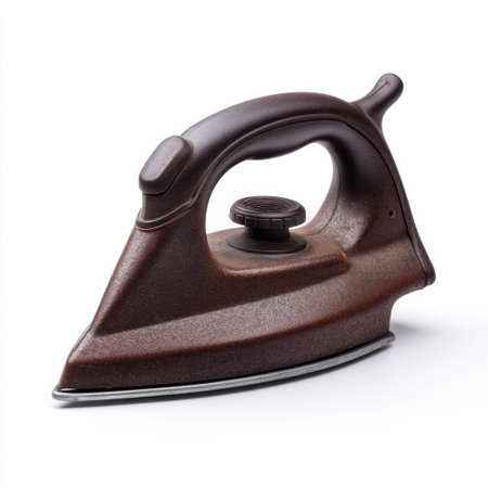 Capture the essence of efficient garment care with this classic brown iron, designed for optimal performance and comfort in every pressing task.の素材
