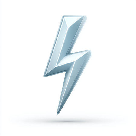 This striking 3D lightning bolt icon represents energy and power. Its shiny finish and bold design make it ideal for digital projects, logos, or creative content.の素材