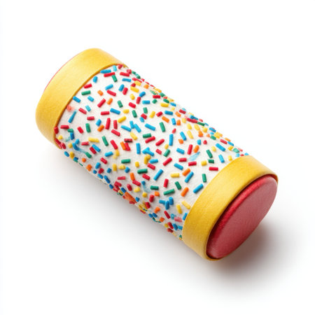 This vibrant candy roller covered in colorful sprinkles is a perfect decoration for any joyful gathering. Ideal for parties, birthdays, and sweet events!の素材