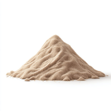 A mound of fine brown sand showcases a smooth texture and gentle curves, ideal for backgrounds in creative projects, offering a serene and natural aesthetic.の素材