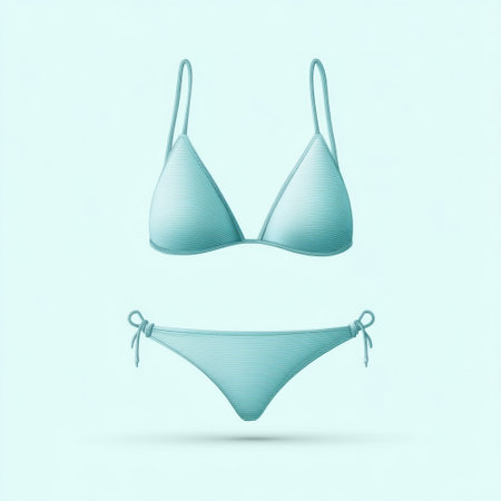 Explore this stylish aqua blue bikini set designed for summer fun and beach outings. Perfect for vacations, this lightweight swimwear combines comfort and fashion.の素材