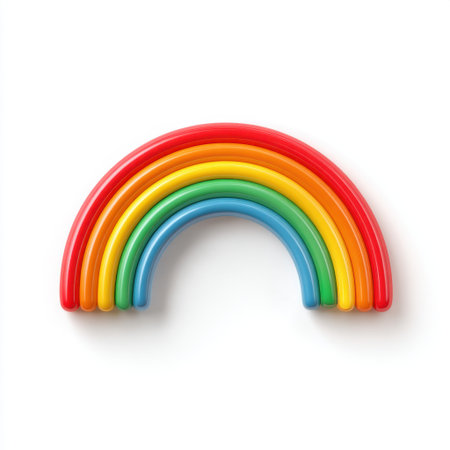 Bright and vibrant rainbow toy arch made of safe plastic, ideal for young children to explore colors and enhance their creative play experiences.の素材