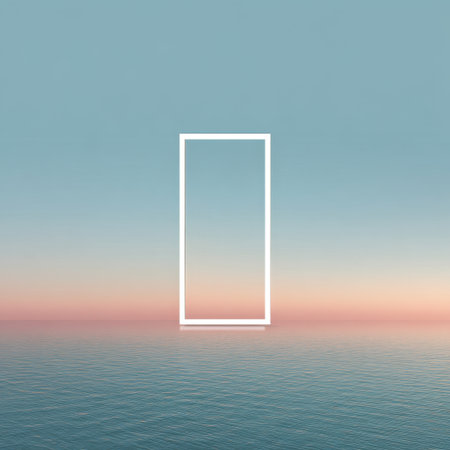 A tranquil seascape featuring calm waters and a soft color gradient at sunset. This minimalist design invites peaceful reflection and enhances serene ambiance.の素材