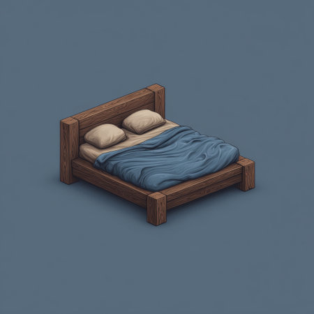 Explore a charming wooden bed that features plush pillows and a soft blanket, perfect for creating a cozy and inviting bedroom atmosphere for relaxation and sleep.の素材
