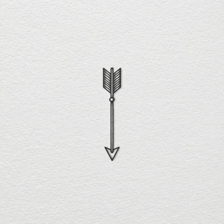 A minimalist black arrow illustration on a textured white background, perfect for use in graphic design projects and creative applications, capturing simplicity.の素材