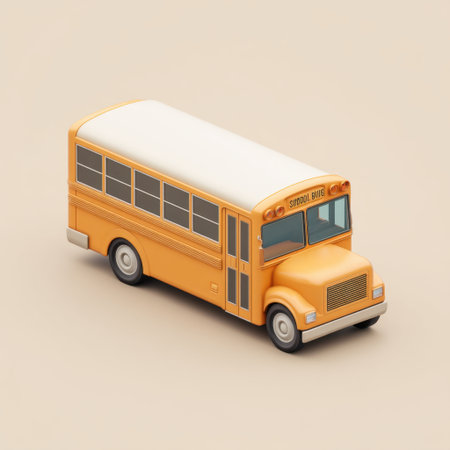 A cheerful yellow school bus toy captures the essence of childhood education and adventure. Perfect for projects about learning, transport, and friendly gatherings.の素材