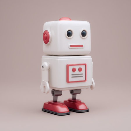 This charming vintage robot toy features a delightful design with a cheerful expression, adding a playful touch to any creative project or nostalgic theme.の素材